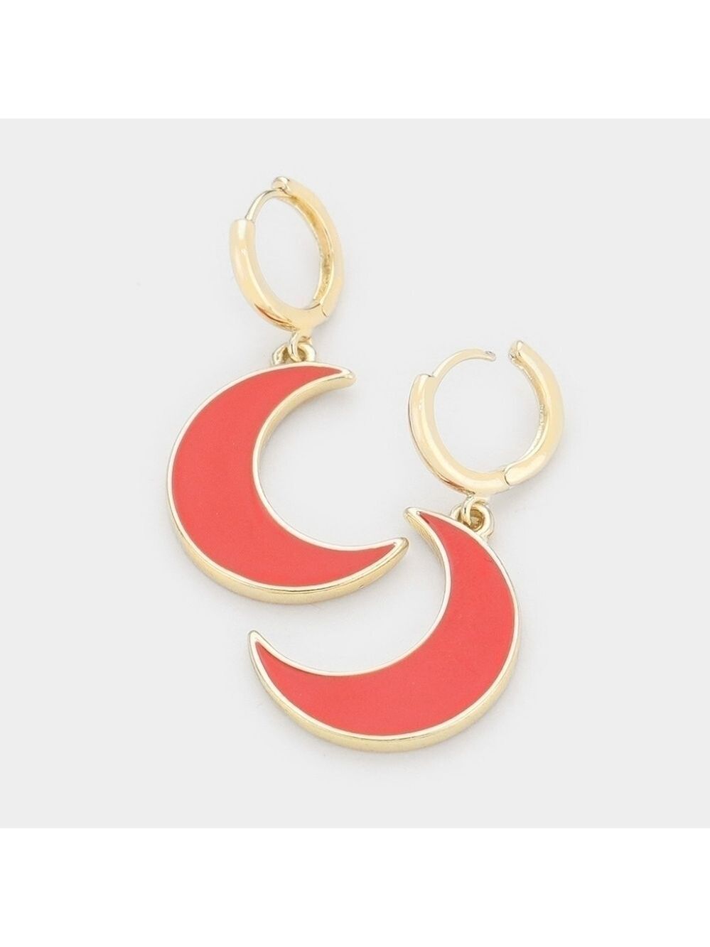 NWT Boho Red Moon Hoop Dangle Earrings